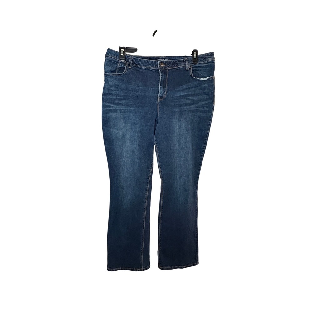 Maurices Curvy Womens Size 20 Reg Blue Denim Stretch Bootcut Jeans Dark Wash